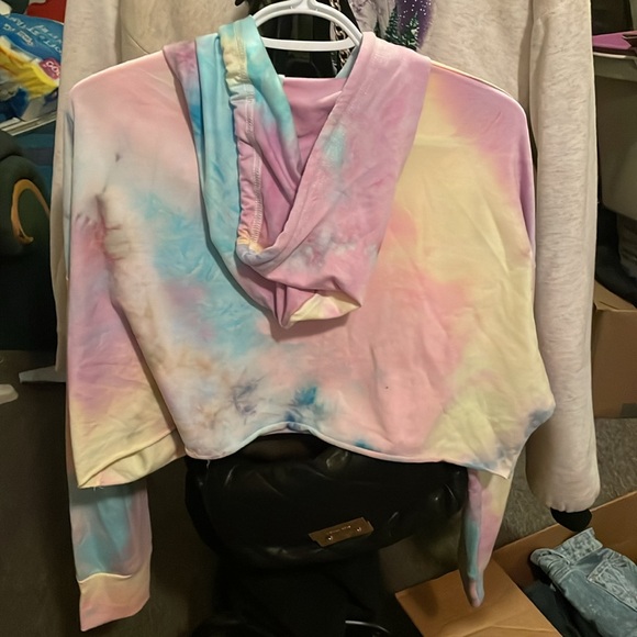 NWT Pofash “Moonmist” cropped hooded tshirt sz Lg - Picture 2 of 3